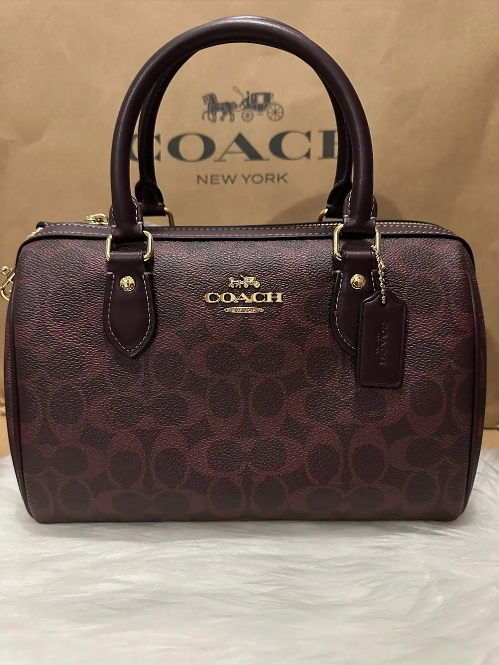 Coach CV961 Rowan Satchel Bag In Signature Canvas CURRANT NWT